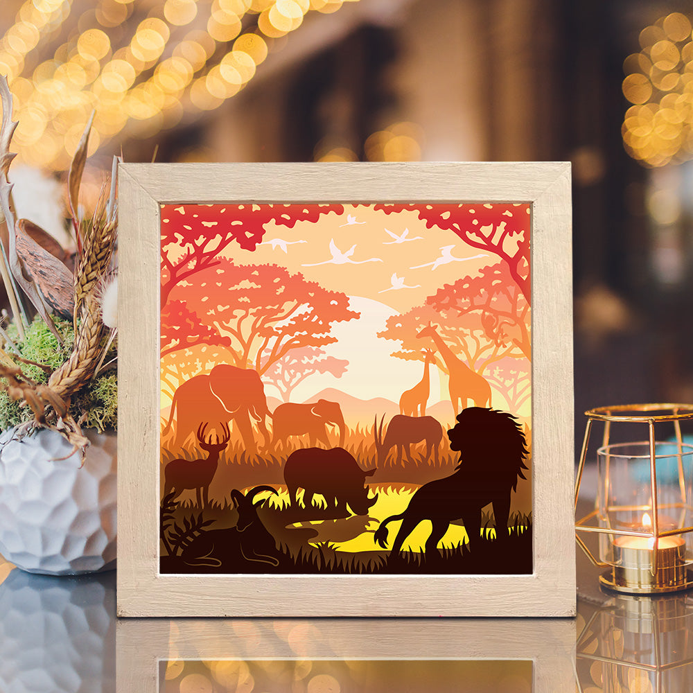 Africa Landscape 2 – 3D Lightbox SVG File for Cricut & Silhouette