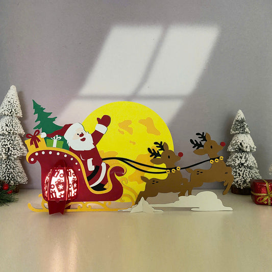 Santa's Sleigh - 3D Christmas Lantern File - Cricut File  - VEKTOR KRAFT