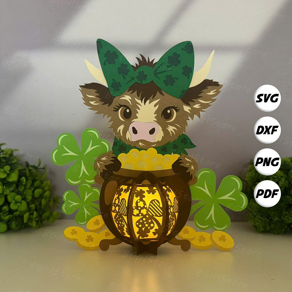 Highland Cow – 3D Lantern SVG File for Cricut & Silhouette