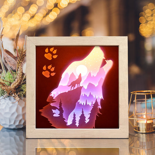 Wolf Square – 3D Lightbox SVG File for Cricut & Silhouette