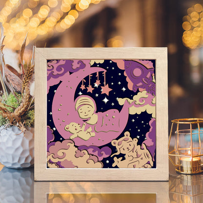 Baby On The Moon – 3D Lightbox SVG File for Cricut & Silhouette