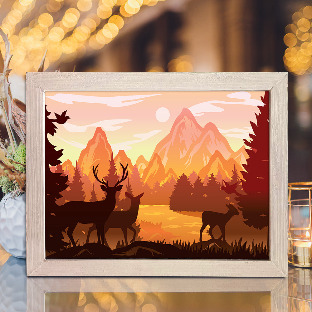 Deer In The Forest 2 – 3D Lightbox SVG File for Cricut & Silhouette