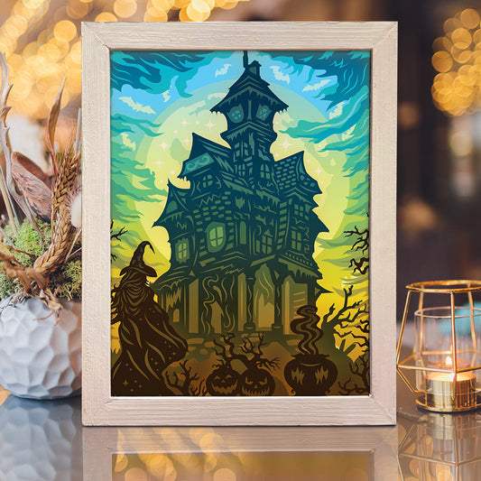 Haunted Castle 2 - 3D Halloween Papercut Lightbox File - Cricut File - VEKTOR KRAFT