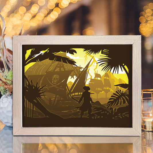 Pirates Ship 1 - 3D Landscape Papercut Lightbox File - Cricut File - VEKTOR KRAFT