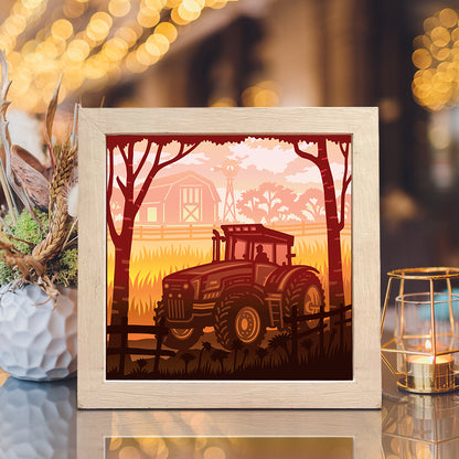 Tractor Square – 3D Lightbox SVG File for Cricut & Silhouette