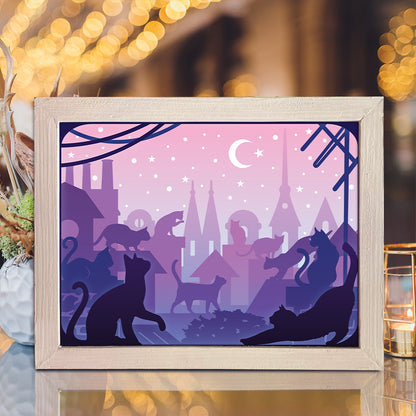 Cats In The City – 3D Lightbox SVG File for Cricut & Silhouette
