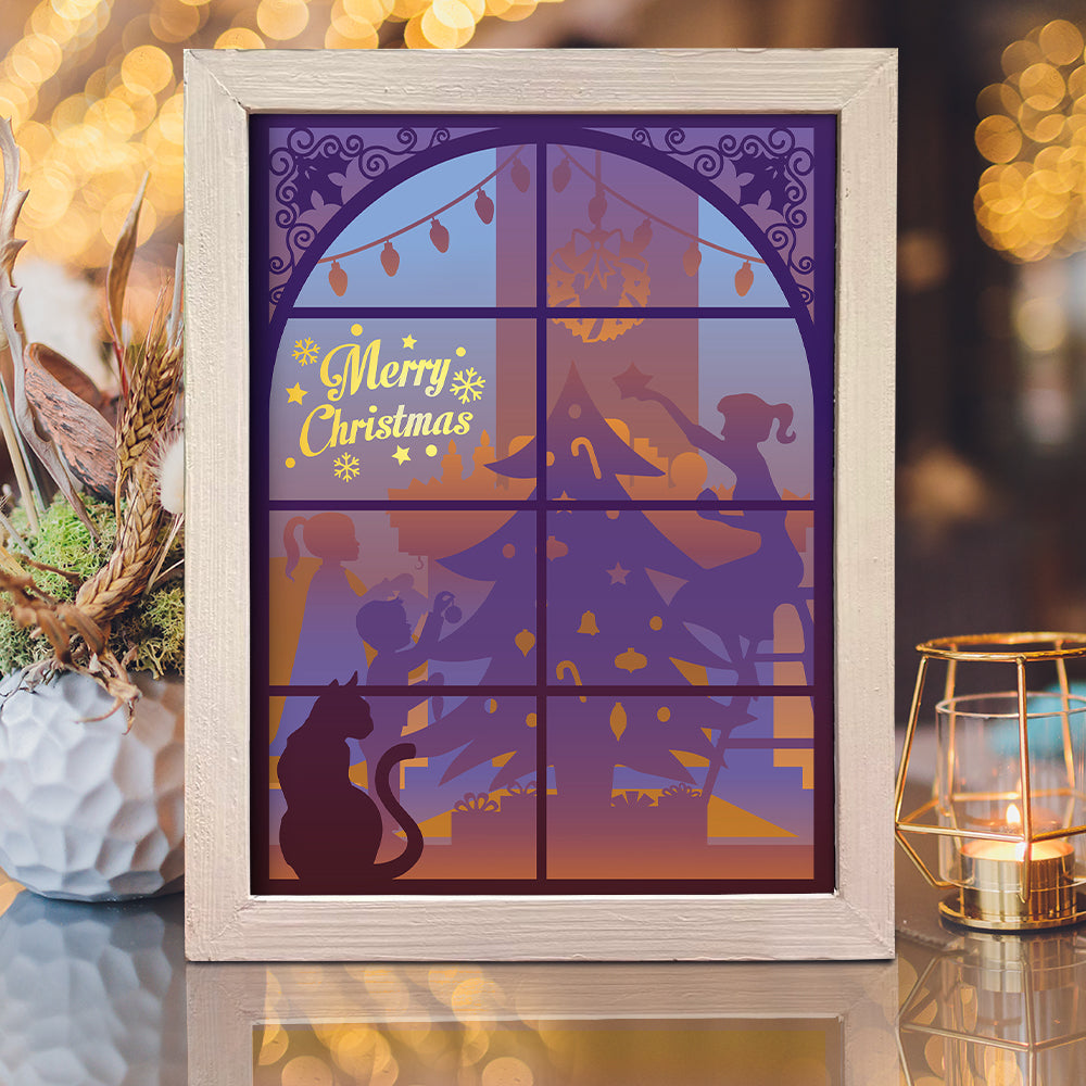 Merry Christmas 12 – 3D Lightbox SVG File for Cricut & Silhouette