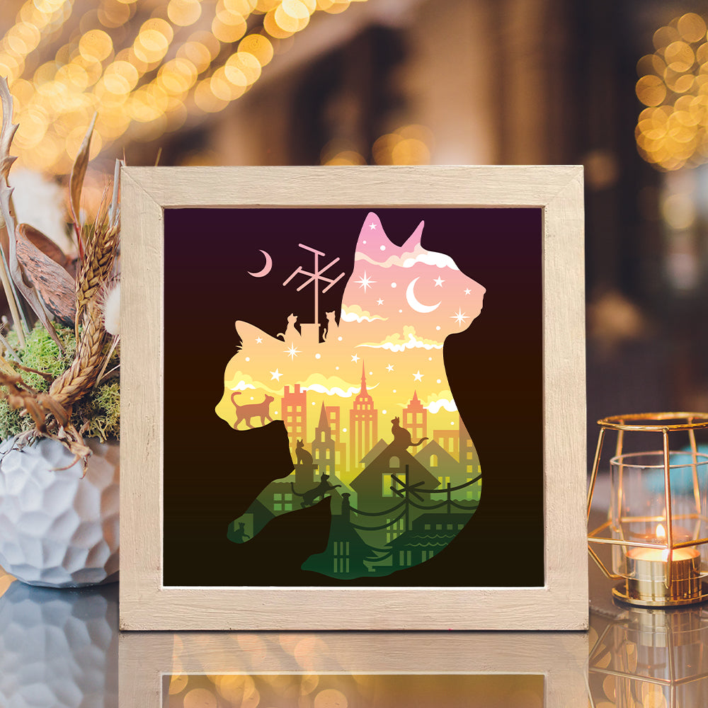 Cat and Moon 2 – 3D Lightbox SVG File for Cricut & Silhouette