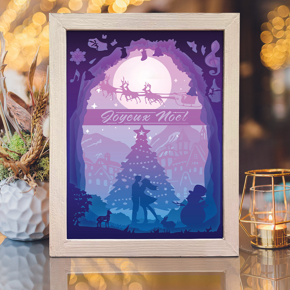 Joyeux Noel 2 – 3D Lightbox SVG File for Cricut & Silhouette