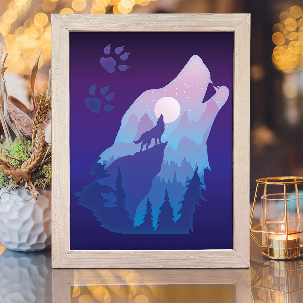 Wolf – 3D Lightbox SVG File for Cricut & Silhouette