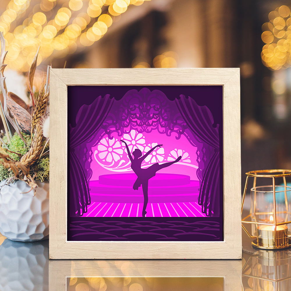 Ballet 1 square – 3D Lightbox SVG File for Cricut & Silhouette