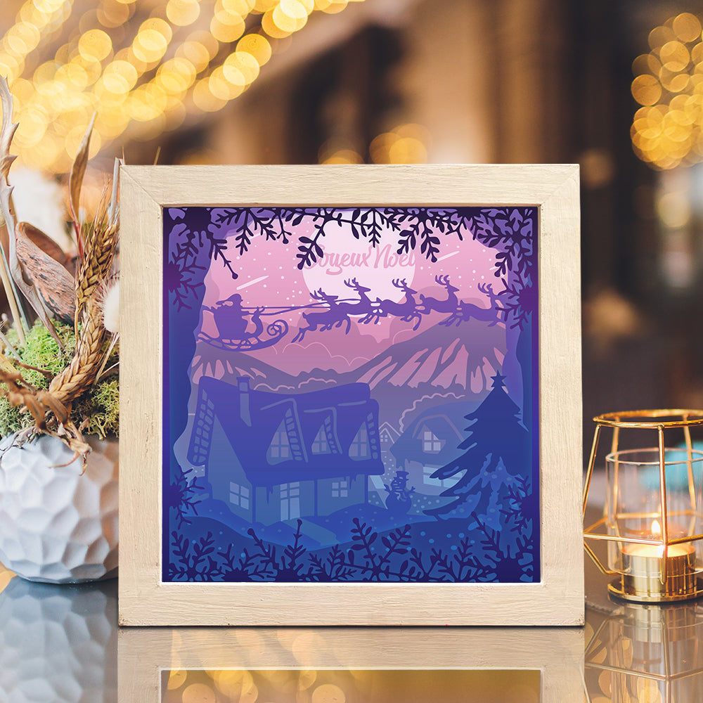 Joyeux Noel 6 Square – 3D Lightbox SVG File for Cricut & Silhouette