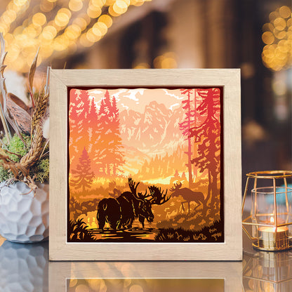 Moose Square – 3D Lightbox SVG File for Cricut & Silhouette