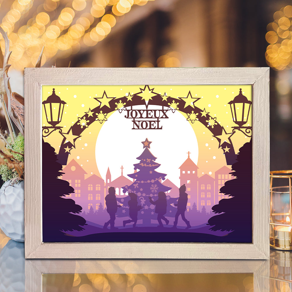 Joyeux Noel 11 – 3D Lightbox SVG File for Cricut & Silhouette