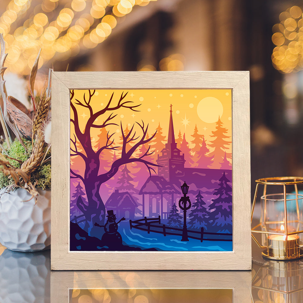 Village Christmas – 3D Lightbox SVG File for Cricut & Silhouette