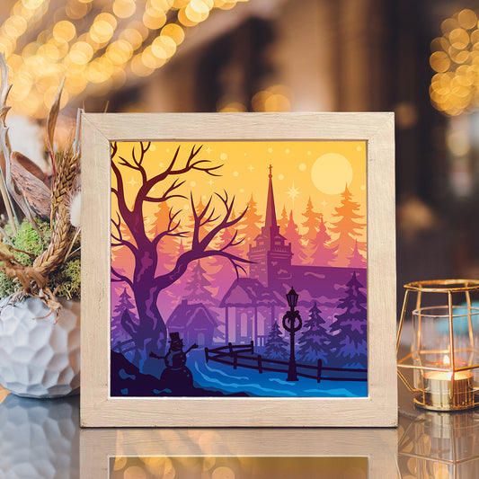 Village Christmas – 3D Lightbox SVG File for Cricut & Silhouette