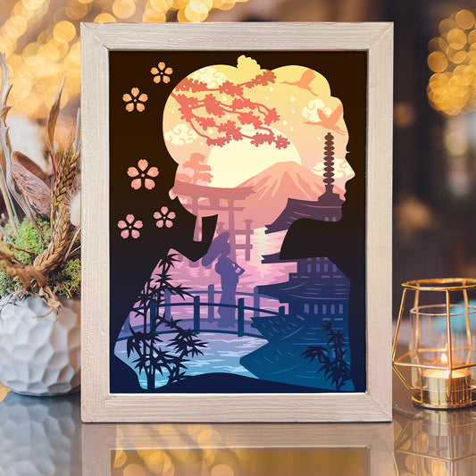 Japanese Landscape - 3D Landscape Papercut Lightbox File - Cricut File - VEKTOR KRAFT