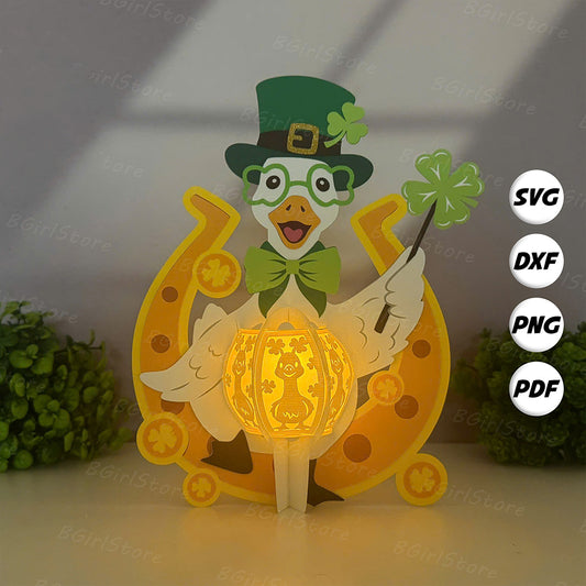 Patrick's Day Duck - 3D St. Patrick's Day Paper Cut Lantern File  - Cricut File  - VEKTOR KRAFT