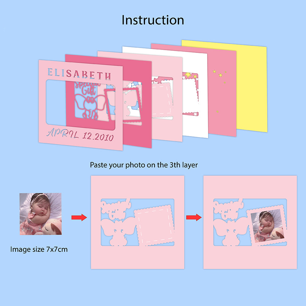 Customizable Baby Stats Girl – 3D Lightbox SVG File for Cricut & Silhouette