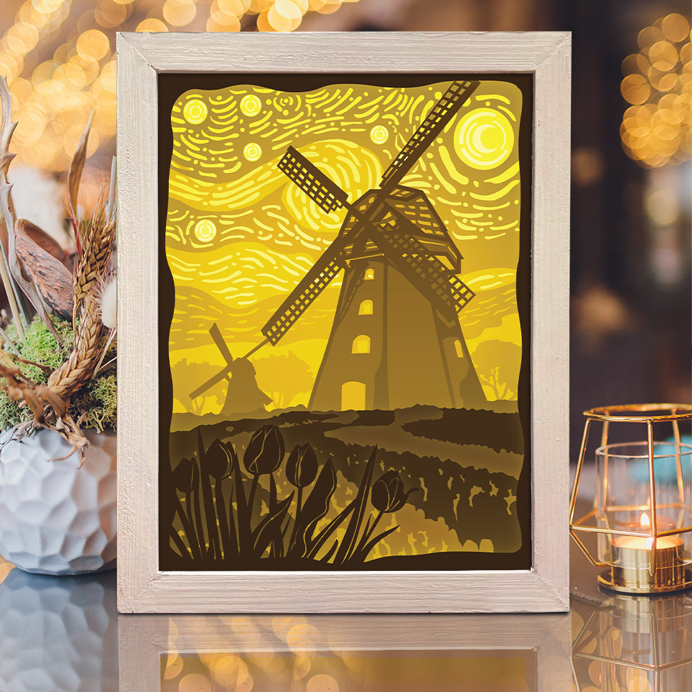 Dutch Windmills – 3D Lightbox SVG File for Cricut & Silhouette