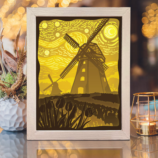 Dutch Windmills – 3D Lightbox SVG File for Cricut & Silhouette
