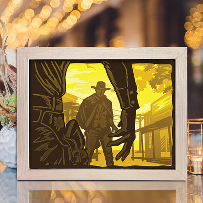 Cowboy Battle – 3D Lightbox SVG File for Cricut & Silhouette