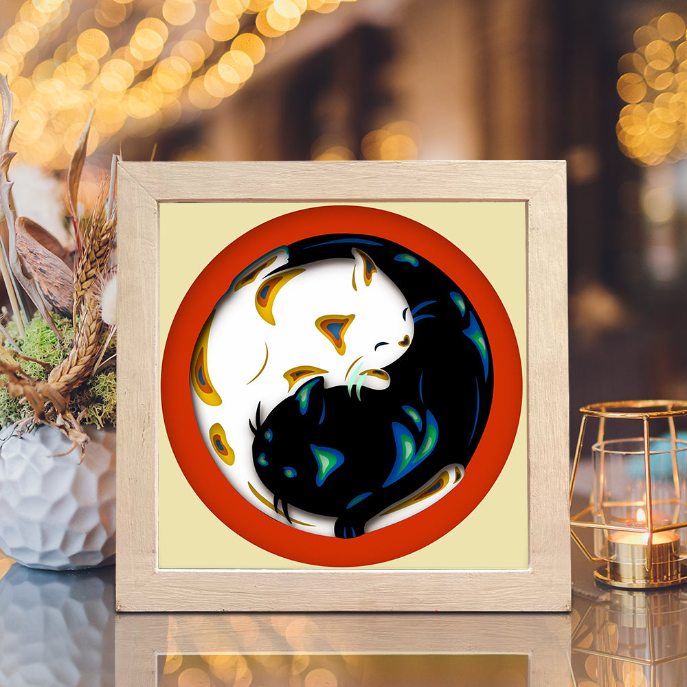Yin Yang Cats – 3D Lightbox SVG File for Cricut & Silhouette