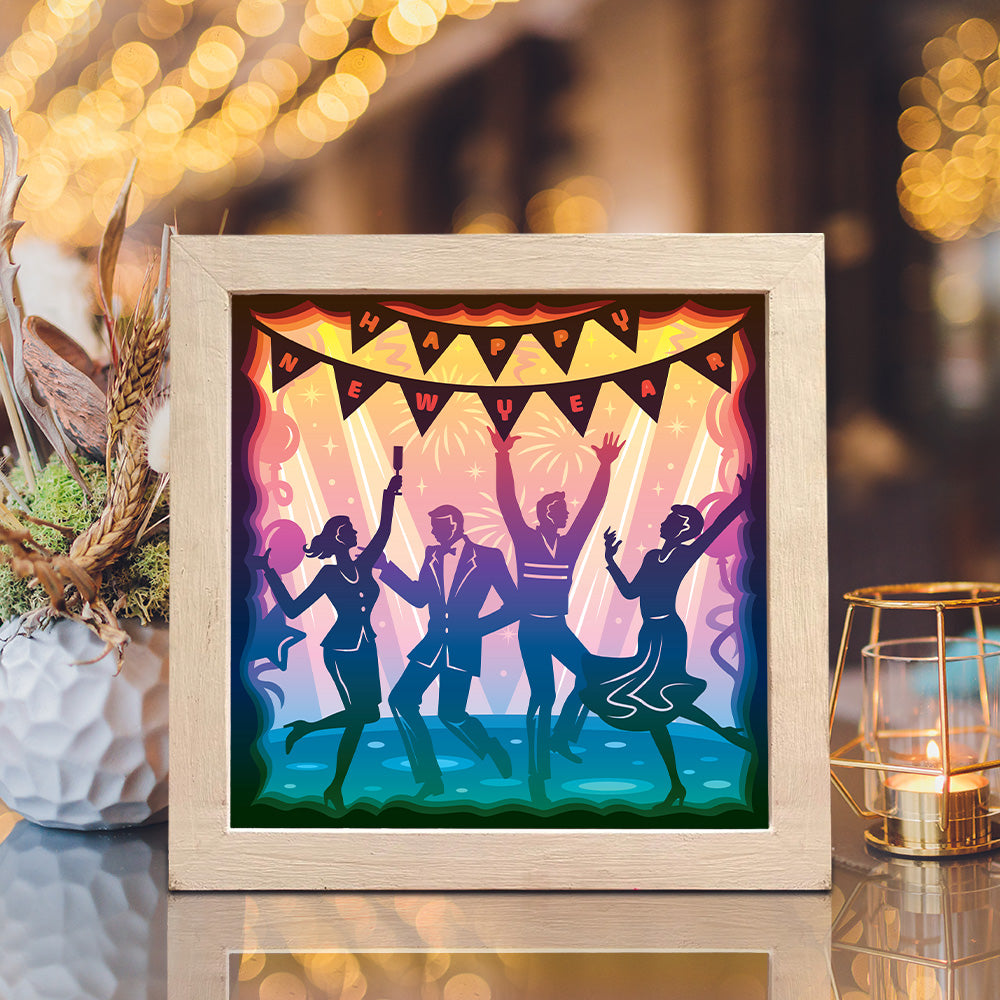 New Year's Eve Party – 3D Lightbox SVG File for Cricut & Silhouette