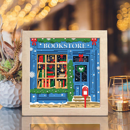 Christmas Bookstore – 3D Shadow Box SVG File for Cricut & Silhouette