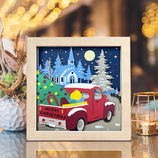 Christmas Truck Color – 3D Lightbox SVG File for Cricut & Silhouette