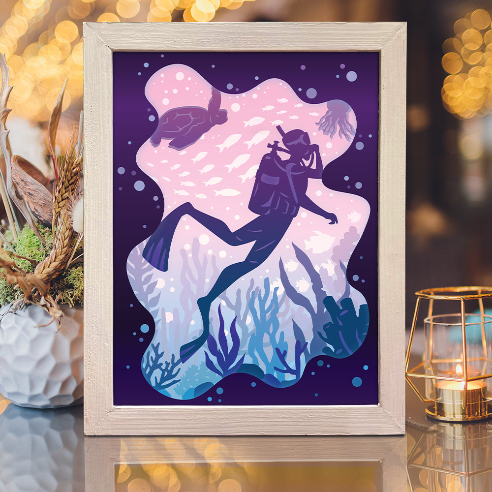 Diver – 3D Lightbox SVG File for Cricut & Silhouette