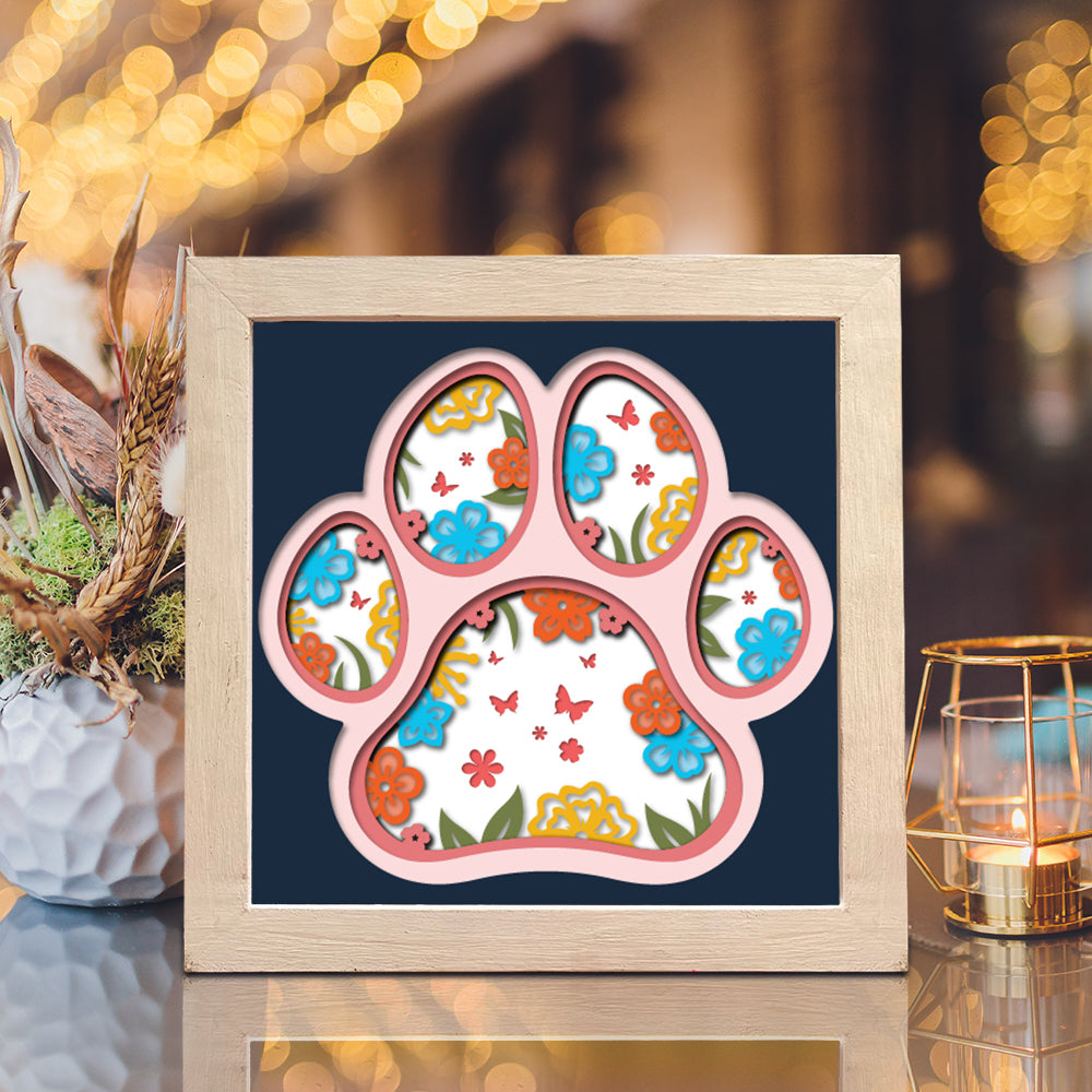 Floral Paw – 3D Shadow Box SVG File for Cricut & Silhouette