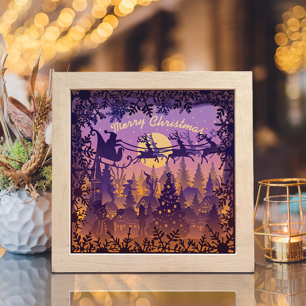 Merry Christmas 16 Square – 3D Lightbox SVG File for Cricut & Silhouette