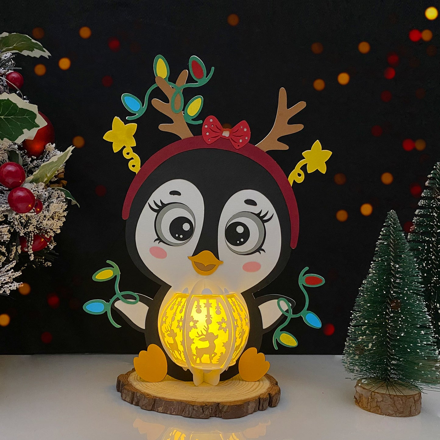 Penguin 2- 3D Christmas Lantern File - Cricut File  - VEKTOR KRAFT