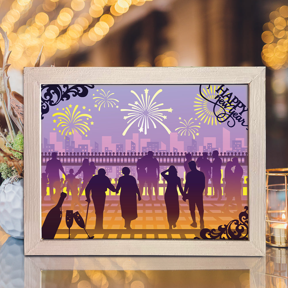 Happy New Year – 3D Lightbox SVG File for Cricut & Silhouette