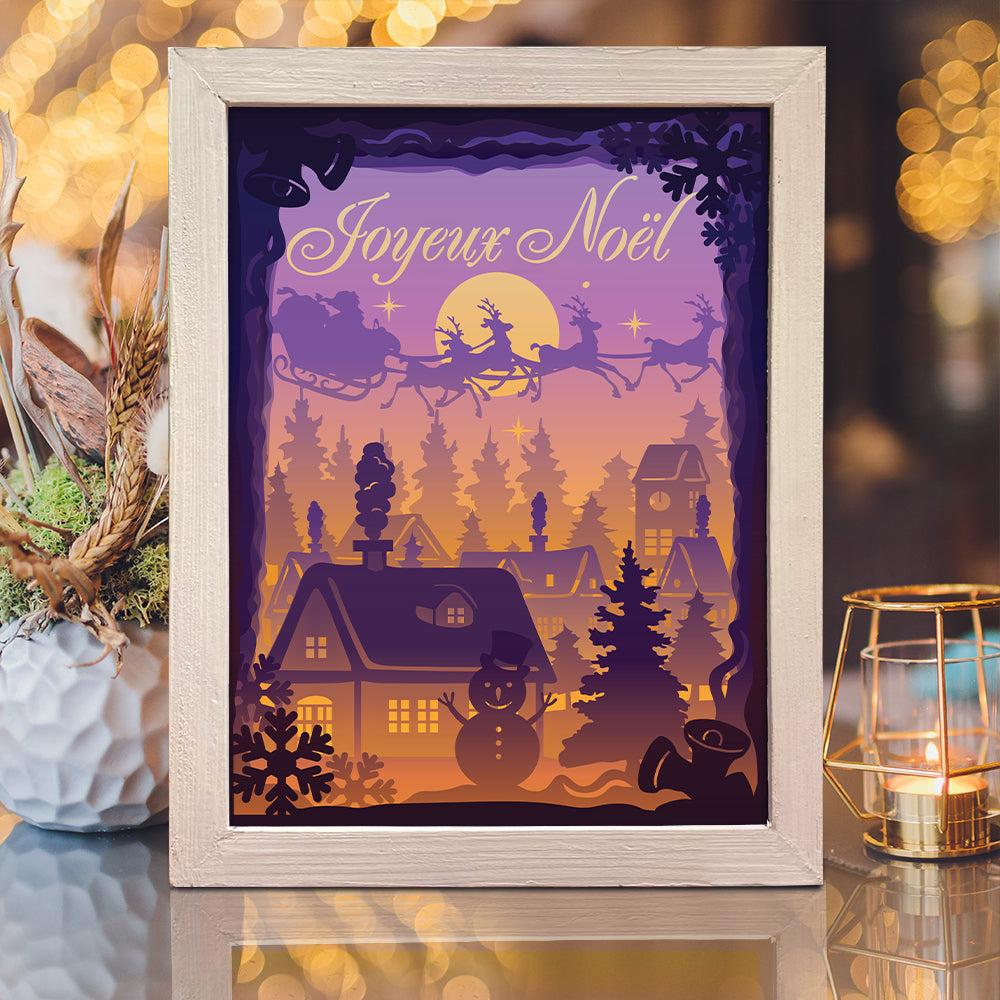 Joyeux Noel 9 – 3D Lightbox SVG File for Cricut & Silhouette