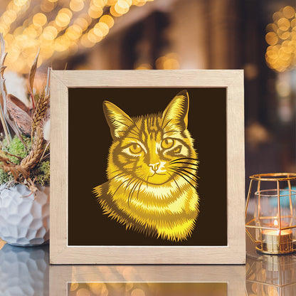 Cat Portrait Square – 3D Lightbox SVG File for Cricut & Silhouette