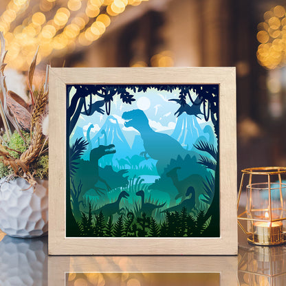 Dinosaurs 1 Square – 3D Lightbox SVG File for Cricut & Silhouette