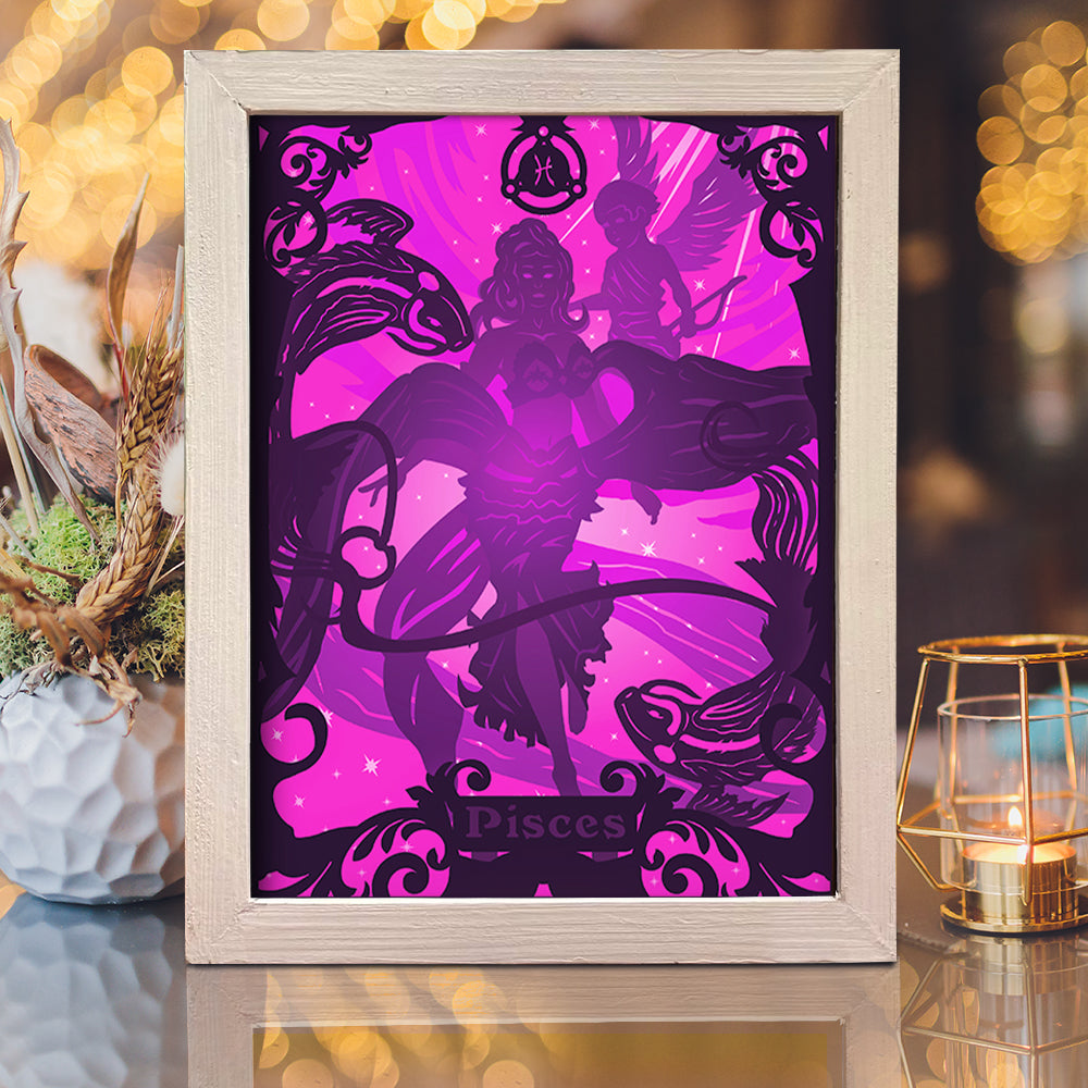 Zodiac Pisces – 3D Lightbox SVG File for Cricut & Silhouette