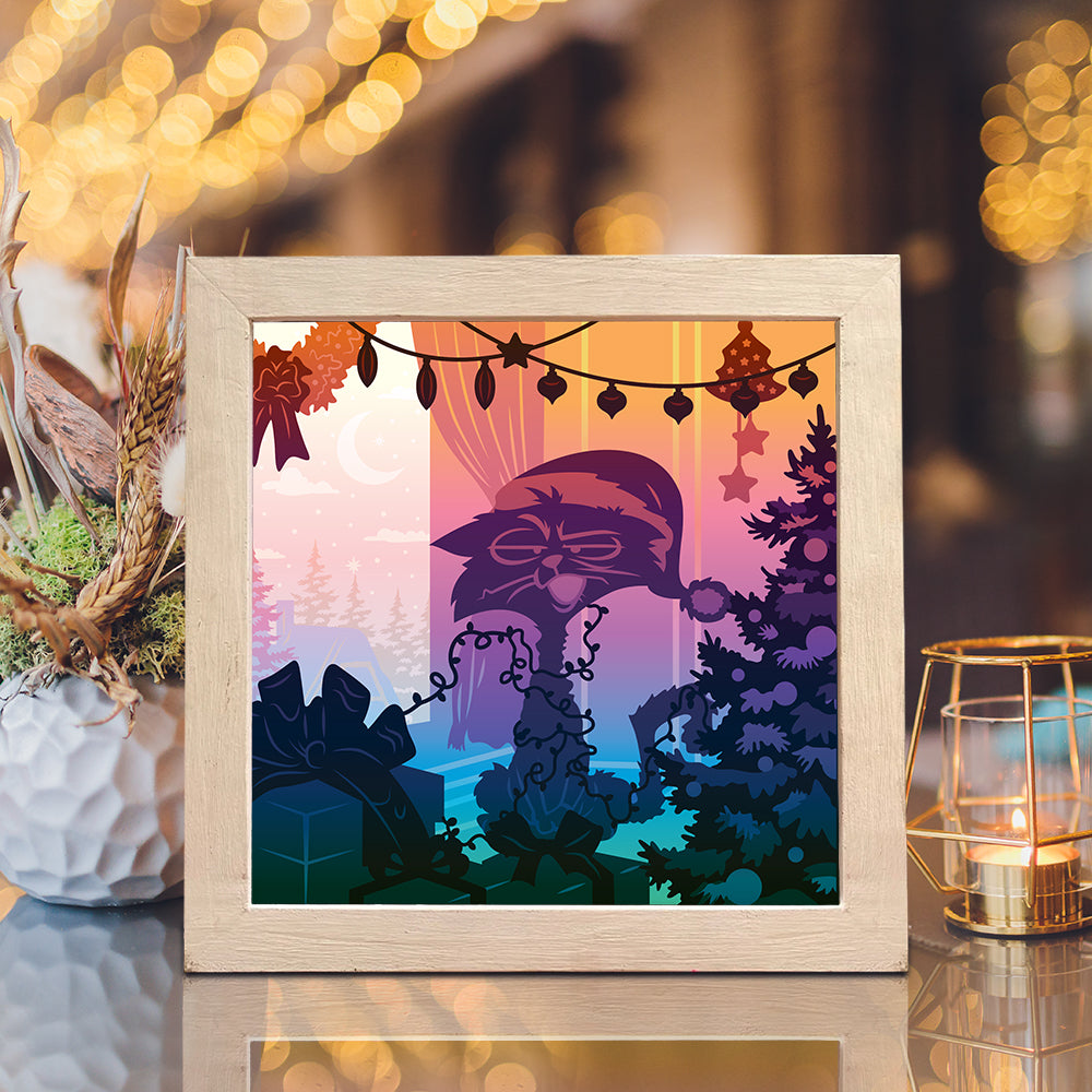 Christmas Cat 2 – 3D Lightbox SVG File for Cricut & Silhouette