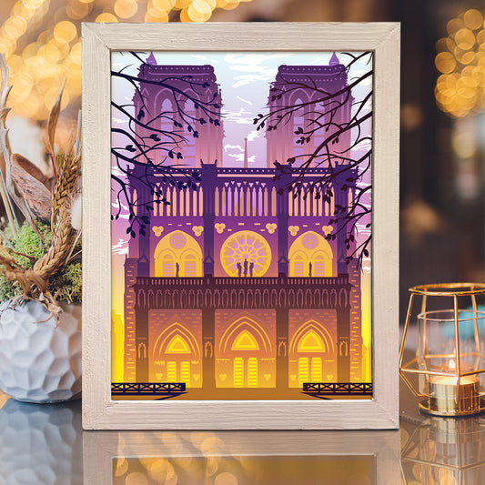 Notre-Dame de Paris – 3D Lightbox SVG File for Cricut & Silhouette