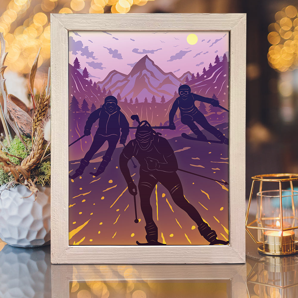 Skiing – 3D Lightbox SVG File for Cricut & Silhouette