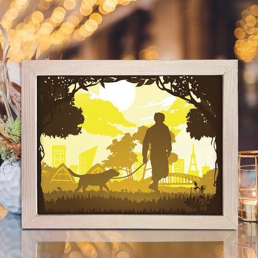 Walking With Dog 1 – 3D Lightbox SVG File for Cricut & Silhouette