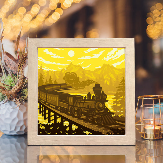 Old Train 2 - 3D Landscape Papercut Lightbox File - Cricut File - VEKTOR KRAFT