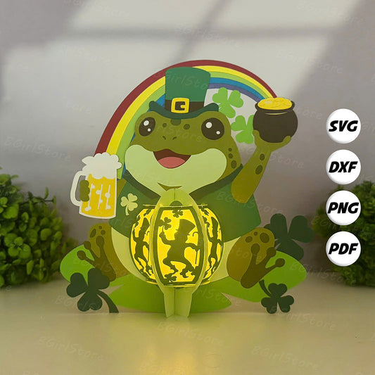 Patrick's Day Frog - 3D St. Patrick's Day Paper Cut Lantern File  - Cricut File  - VEKTOR KRAFT