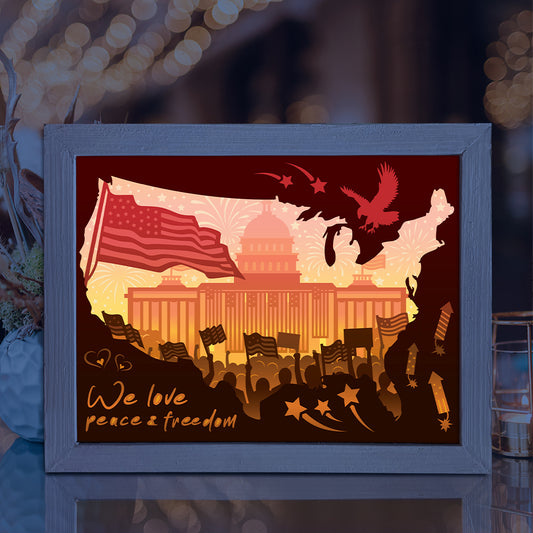 Happy 4th Of July 3 - 3D Special Occasions Papercut Lightbox File - Cricut File - VEKTOR KRAFT
