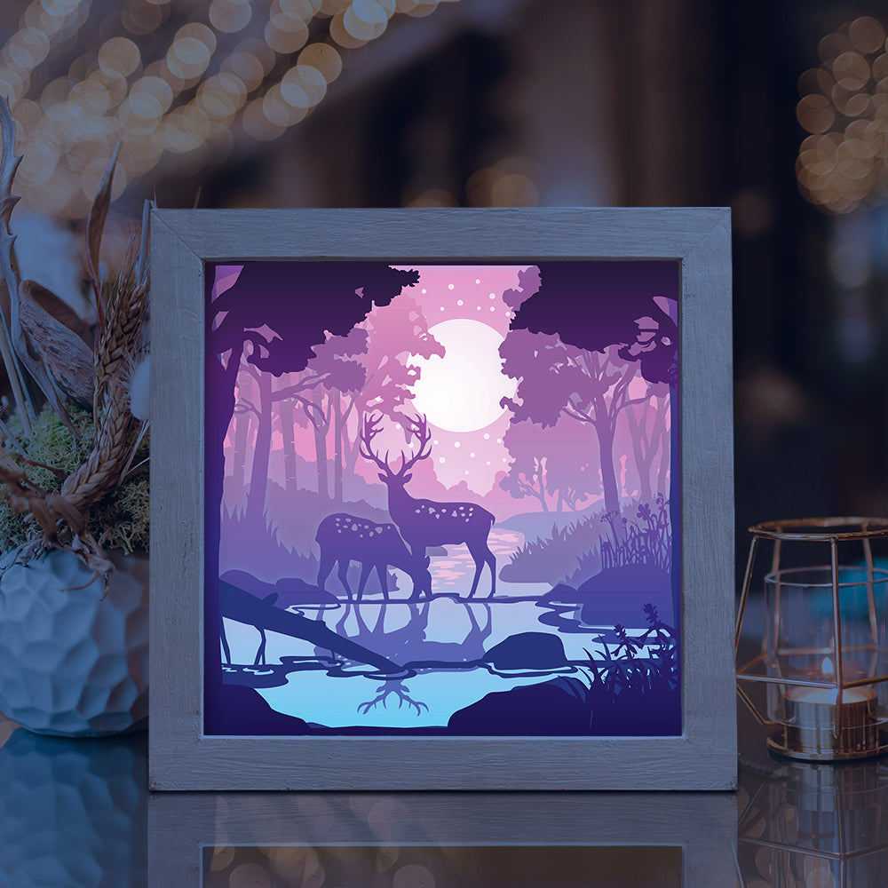 Deer 4 Square – 3D Lightbox SVG File for Cricut & Silhouette