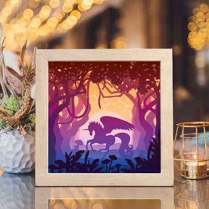 Unicorn In The Forest – 3D Lightbox SVG File for Cricut & Silhouette