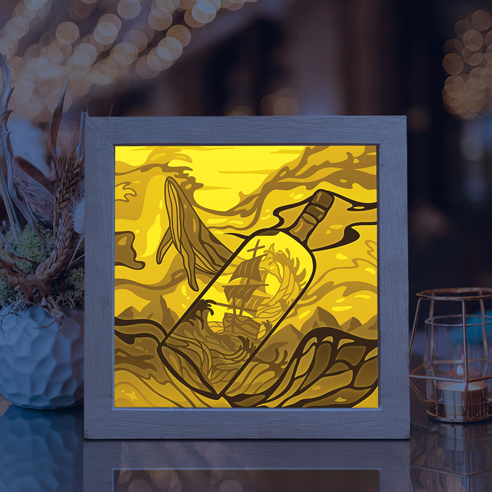 Sailing Ship In Bottle – 3D Lightbox SVG File for Cricut & Silhouette