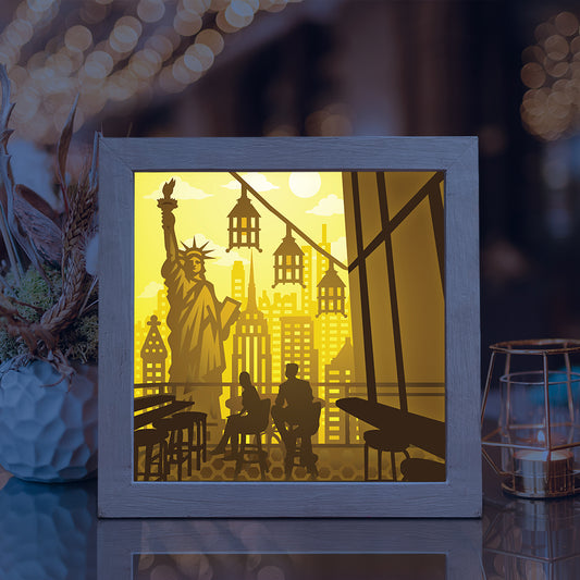 New York 1 - 3D Landscape Papercut Lightbox File - Cricut File - VEKTOR KRAFT